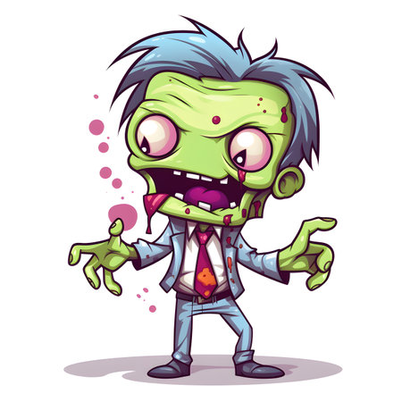 Zombie cartoon character, vector illustration, isolated on white background.の素材