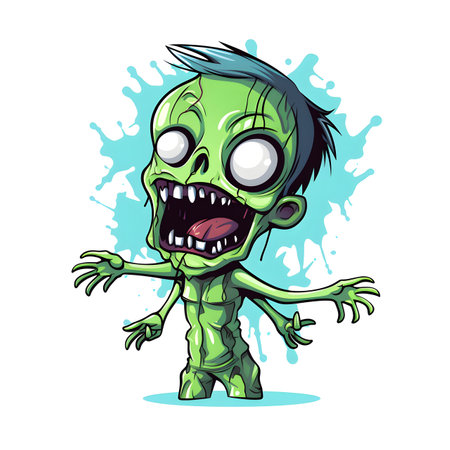 Zombie cartoon character isolated on white background. Vector illustration of a zombie.の素材