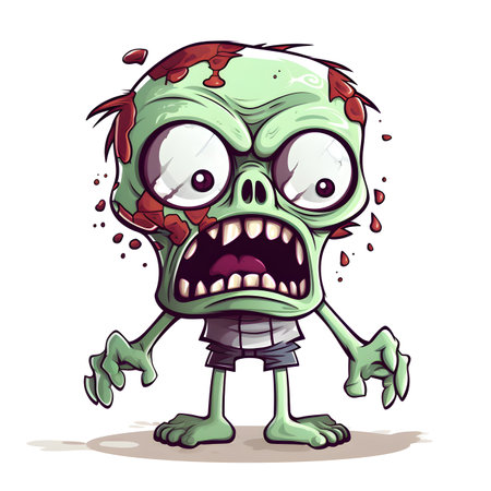 Zombie cartoon character. Halloween vector illustration isolated on white background.の素材