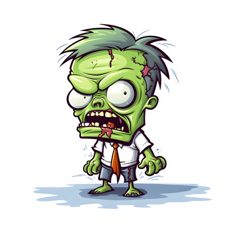 Zombie cartoon character isolated on white background illustration for your designの素材