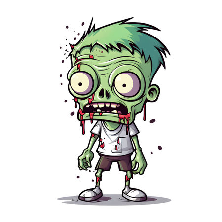 Zombie cartoon character illustration. Isolated on white background.の素材