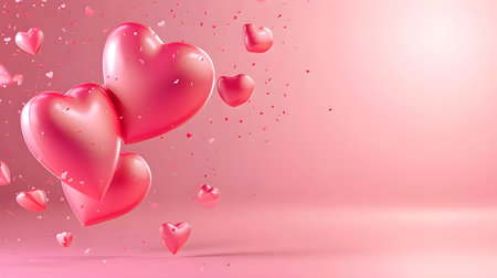 Valentine's day background with pink hearts illustration.の素材
