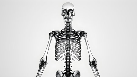 human skeleton on a dark background 3D illustration human bodyの素材