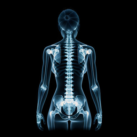 Female body skeleton x-ray isolated on black backgroundの素材
