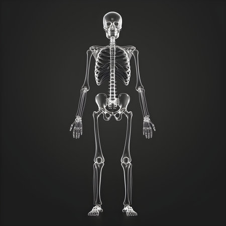 human skeleton on a dark background 3D illustration human bodyの素材
