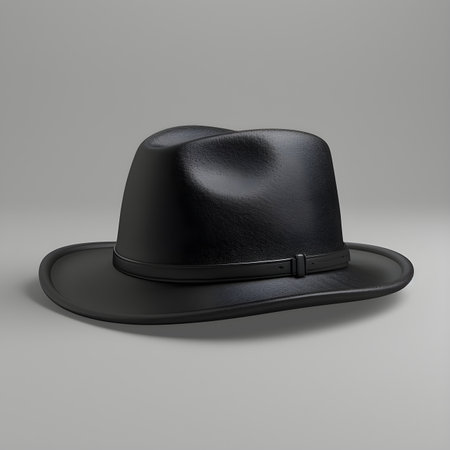 black hat isolated on a gray backgroundの素材