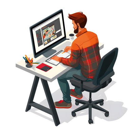 programmer freelancer designer at work on computerの素材