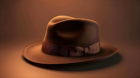 brown hat on a brown background 3d rendering, 3d illustrationの素材