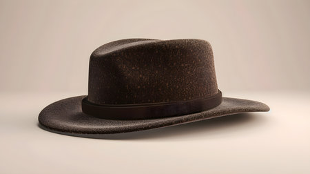 Brown hat on a beige background 3d render imageの素材
