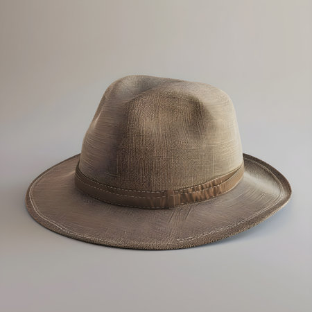 Brown hat isolated on a gray backgroundの素材