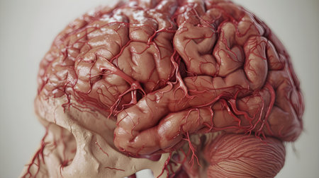 Human brain nervous system anatomy 3D medical illustrationの素材