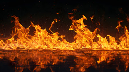 Fire flames on black backgroundの素材