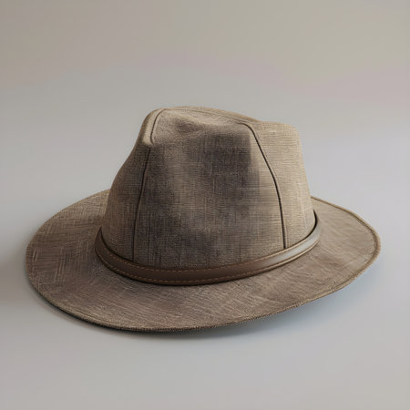 Brown hat isolated on a white background. 3d render illustration.の素材