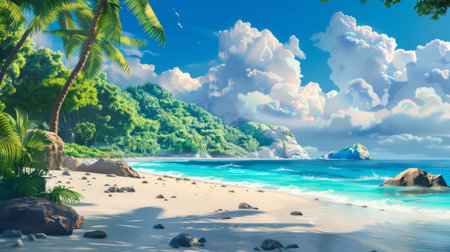Beautiful beach in a sunny day nature backgroundの素材