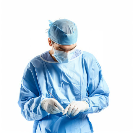 Surgeon in operating room. Isolated on a white background.の素材