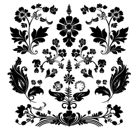 Vintage baroque ornament. Black and white vector illustration.のイラスト素材