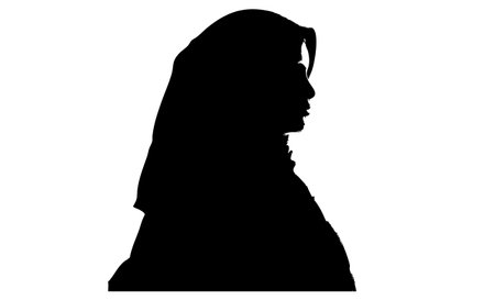 Silhouette of a woman in a hood on a white backgroundのイラスト素材