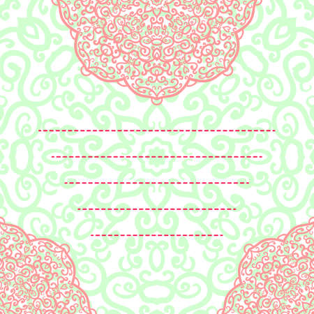 Vector wedding invitation card with abstract floral round lace ornamentのイラスト素材