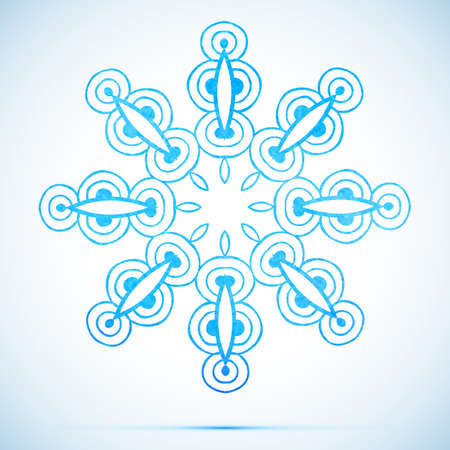 vector blue watercolor illustration beautiful star snowflake with shadowのイラスト素材