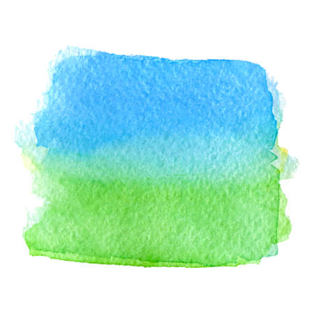 vector watercolor green and blue paint stain banner isolated on white backgroundのイラスト素材