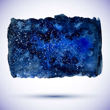 vector watercolor cosmic banner in dark colors and with shadowのイラスト素材