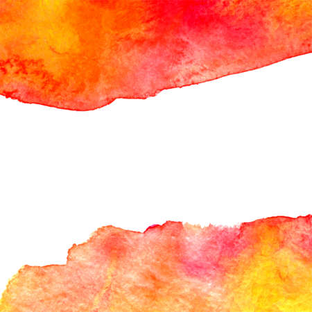 vector watercolor abstract red, orange and yellow paint stain background with horizontal copy spaceのイラスト素材