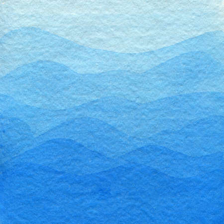 Blue watercolor background, light colors in gradient. Hand drawn abstract background in blue gentle colors, looks like mountains.の写真素材