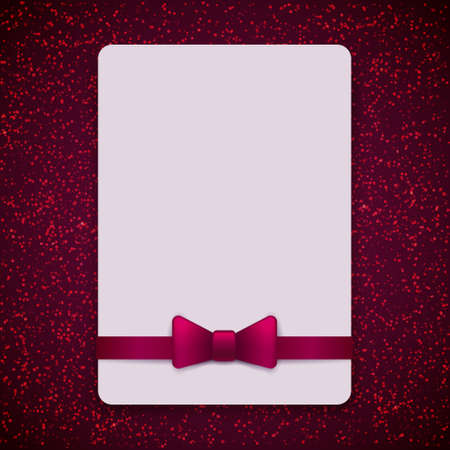 Vintage greeting card template with bow and ribbon. Vector wedding invitation design with sparkles. Anniversary template design for any celebration. Marriage, birthday, christmas, baby shower flyer.のイラスト素材