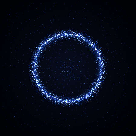 Vector galaxy. Shining blue ring made of stars. Beautiful abstract cosmic background. Bright cyan circle. Creative cosmic space illustration.のイラスト素材