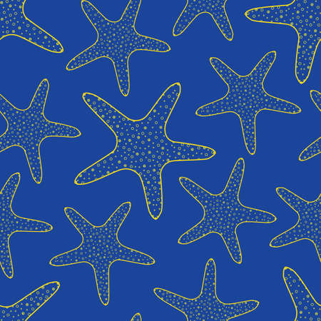 Blue and yellow vector stars seamless patternのイラスト素材