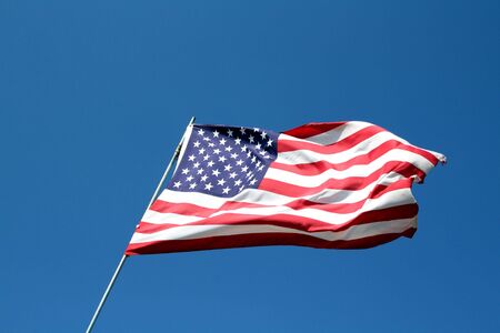 Looking up at the proud stars and stripes of America.