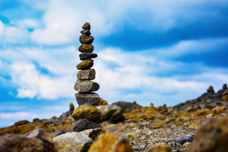 A landscape piled up stonesの写真素材