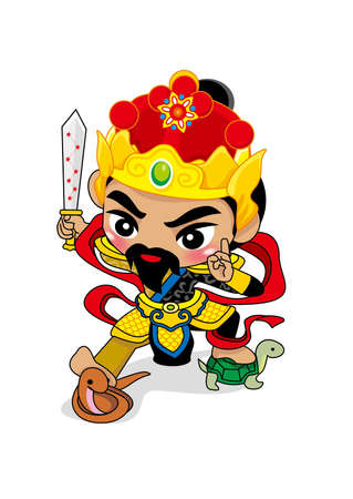 Xuantian God Taiwanese God Cute Q Version Cartoonのイラスト素材