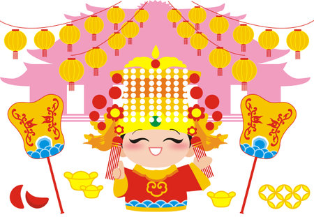 Cute Taiwanese mazu cartoonのイラスト素材