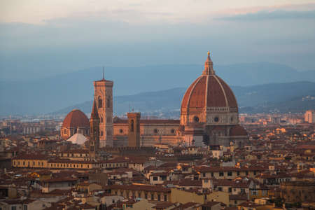 Italy, Florence - November 01 2016: view of Florence Cathedral at sunset light on November 01 2016 in Florence Italy.のeditorial素材