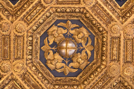 Italy, Florence - May 18 2017: the view of the Frescoes in the Sala dell'Udienza in the Palazzo Vecchio on May 18 2017 in Florence, Italy.のeditorial素材