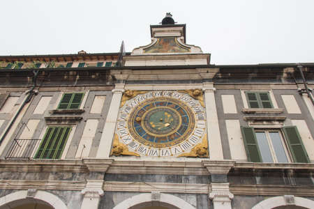 Italy, Brescia - October 01 2017: the view of the clock Tower at Piazza Loggia on October 01 2017, Lombardy, Italy.のeditorial素材