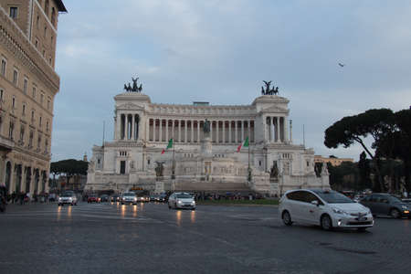 Italy, Rome - April 15 2017: the view of Vittoriano or Altare della Patria on Piazza Venezia on April 15 2017, Lazio, Italy.のeditorial素材