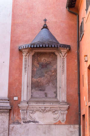 Italy, Rome - April 17 2017: the view of fresco Madonna Assunta in Via della Scala on April 17 2017, Lazio, Italy.のeditorial素材