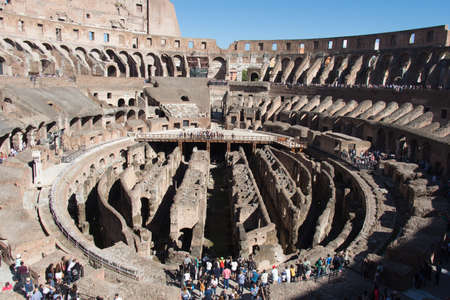 Italy, Rome - April 17 2017: the interior view of Roman Colosseum on April 17 2017, Lazio, Italy.