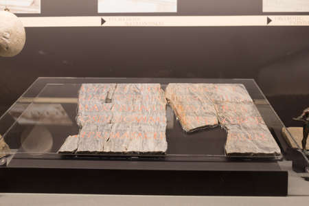 Italy, Brescia - December 24 2017: the view of the ancient fragment in Republican Sanctuary in Capitolium of Brescia on December 24 2017, Lombardy, Italy.のeditorial素材