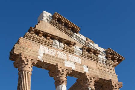 Italy, Brescia - December 24 2017: the view of the ancient Roman temple ruins of Capitolium in Brescia, UNESCO World Heritage Site on December 24 2017, Lombardy, Italy.のeditorial素材