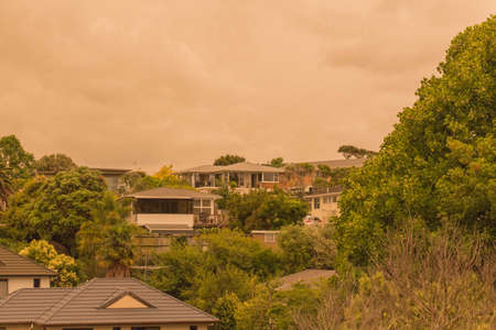New Zealand, North Island - January 5 2020: the view of haze in the sky  from Australia's bushfires...