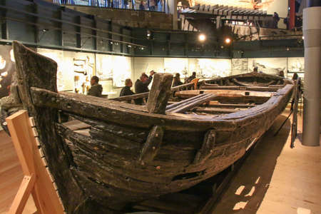 Stockholm, Sweden - December 30 2018: the view of longboat at Vasa Museum on December 30 2018 in...