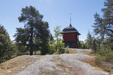 Sweden, Sigtuna - May 31 2019: the view of a Saint Maria Church bell tower on May 31 2019 in Sigtuna, Sweden.のeditorial素材