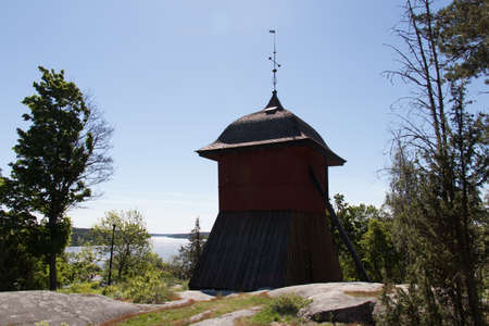 Sweden, Sigtuna - May 31 2019: the view of a Saint Maria Church bell tower on May 31 2019 in Sigtuna, Sweden.のeditorial素材