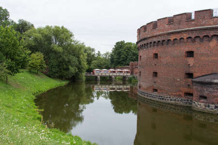 Kaliningrad, Russia - August 01 2019: exterior view of Amber Museum or fortification bastion tower Dohna on August 01 2019 in Kaliningrad, Russia.のeditorial素材