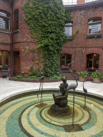 Kaliningrad, Russia - August 01 2019: the view of Iron statue Gauja Bird at inner yard of Amber Museum on August 01 2019 in Kaliningrad, Russia.のeditorial素材