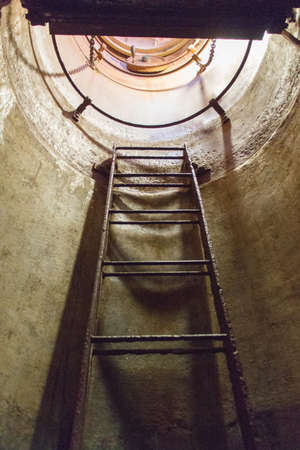 Kaliningrad, Russia - August 02 2019: interior view of fort Donhoff, ladder to view point on August 02 2019 in Kaliningrad, Russia.のeditorial素材