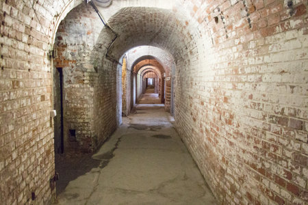 Kaliningrad, Russia - August 02 2019: interior view of fort Donhoff on August 02 2019 in Kaliningrad, Russia.のeditorial素材